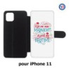 Etui cuir pour Iphone 11 Kiss me now Midnight is past my Bedtime amour embrasse-moi