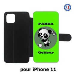 Etui cuir pour Iphone 11 Panda golfeur - sport golf - panda mignon