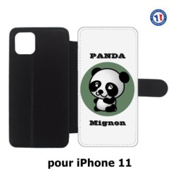 Etui cuir pour Iphone 11 Panda tout mignon