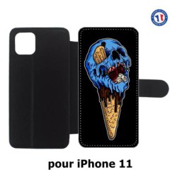 Etui cuir pour Iphone 11 Ice Skull - Crâne Glace - Cône Crâne - skull art