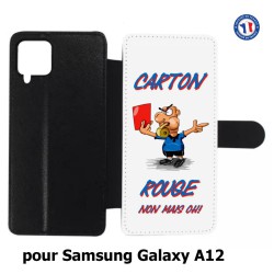 Etui cuir pour Samsung Galaxy A12 Arbitre Carton Rouge