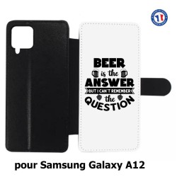 Etui cuir pour Samsung Galaxy A12 Beer is the answer Humour Bière