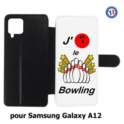 Etui cuir pour Samsung Galaxy A12 J'aime le Bowling