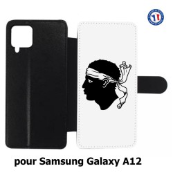 Etui cuir pour Samsung Galaxy A12 Drapeau Corse Emblème - Écusson Corse Tête de Maure