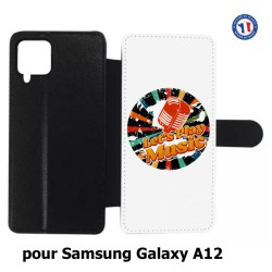 Etui cuir pour Samsung Galaxy A12 coque thème musique grunge - Let's Play Music