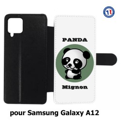 Etui cuir pour Samsung Galaxy A12 Panda tout mignon