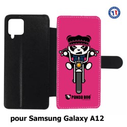 Etui cuir pour Samsung Galaxy A12 PANDA BOO© Moto Biker - coque humour
