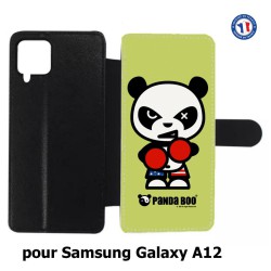 Etui cuir pour Samsung Galaxy A12 PANDA BOO© Boxeur - coque humour