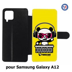 Etui cuir pour Samsung Galaxy A12 PANDA BOO© DJ music - coque humour