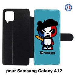 Etui cuir pour Samsung Galaxy A12 PANDA BOO© Français béret baguette - coque humour