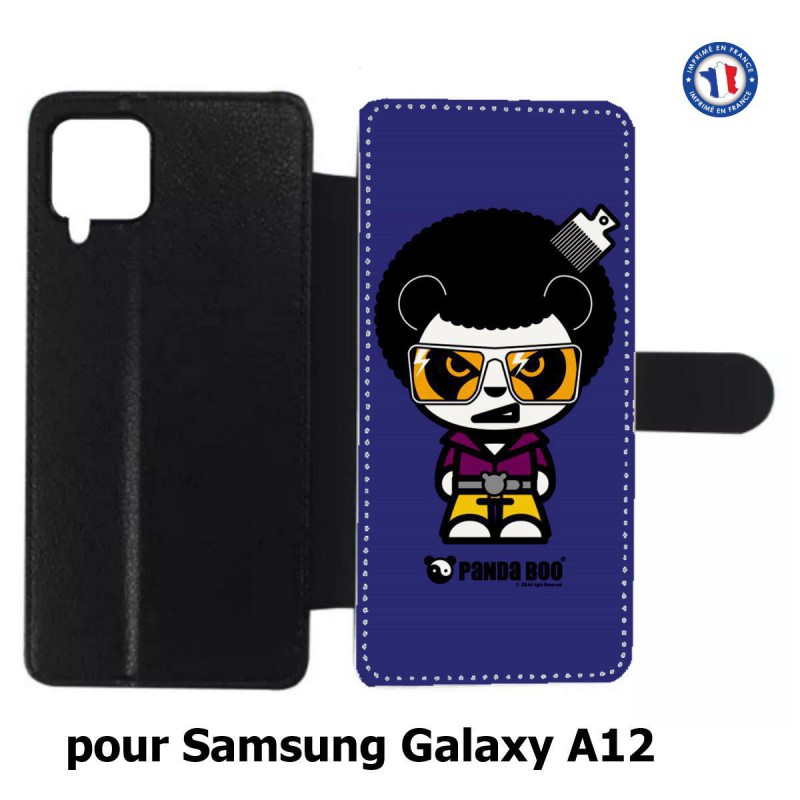 Etui cuir pour Samsung Galaxy A12 PANDA BOO© Funky disco 70 - coque humour