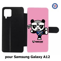Etui cuir pour Samsung Galaxy A12 PANDA BOO© Ninja Kung Fu Samouraï - coque humour