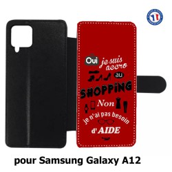 Etui cuir pour Samsung Galaxy A12 ProseCafé© coque Humour : OUI je suis accro au Shopping