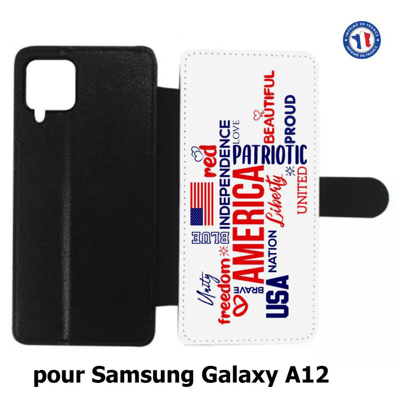 Etui cuir pour Samsung Galaxy A12 USA lovers - drapeau USA - patriot