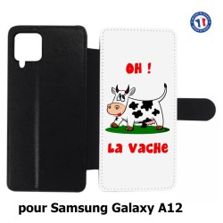 Etui cuir pour Samsung Galaxy A12 Oh la vache - coque humoristique