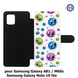Etui cuir pour Samsung Galaxy A81 fond virus bactéries coloré
