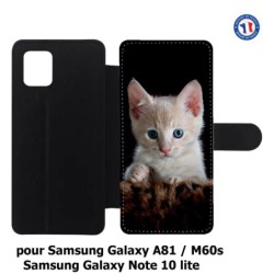 Etui cuir pour Samsung Galaxy A81 Bébé chat tout mignon - chaton yeux bleus