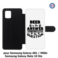 Etui cuir pour Samsung Galaxy M60s Beer is the answer Humour Bière