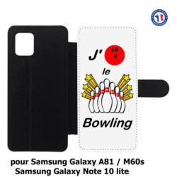 Etui cuir pour Samsung Galaxy A81 J'aime le Bowling