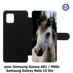 Etui cuir pour Samsung Galaxy Note 10 lite Coque cheval blanc - tête de cheval