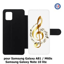 Etui cuir pour Samsung Galaxy Note 10 lite clé de sol - solfège musique - musicien