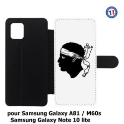 Etui cuir pour Samsung Galaxy A81 Drapeau Corse Emblème - Écusson Corse Tête de Maure