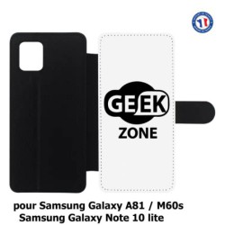 Etui cuir pour Samsung Galaxy Note 10 lite Logo Geek Zone noir & blanc