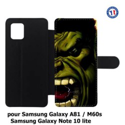Etui cuir pour Samsung Galaxy Note 10 lite Monstre Vert Hurlant