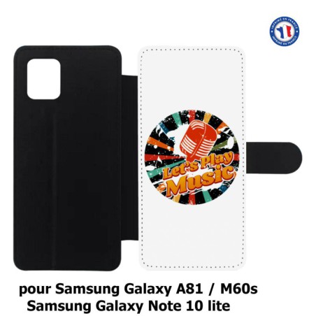 Etui cuir pour Samsung Galaxy M60s coque thème musique grunge - Let's Play Music