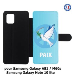 Etui cuir pour Samsung Galaxy Note 10 lite blanche Colombe de la Paix