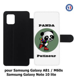 Etui cuir pour Samsung Galaxy A81 Panda patineur patineuse - sport patinage
