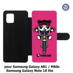 Etui cuir pour Samsung Galaxy A81 PANDA BOO© Moto Biker - coque humour