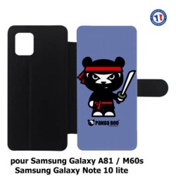 Etui cuir pour Samsung Galaxy A81 PANDA BOO© Ninja Boo noir - coque humour