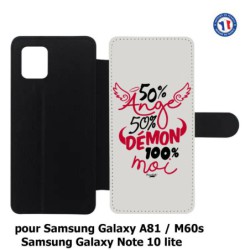 Etui cuir pour Samsung Galaxy A81 ProseCafé© coque Humour : 50% Ange 50% Démon 100% moi