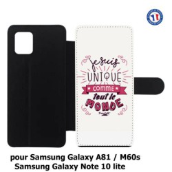 Etui cuir pour Samsung Galaxy A81 ProseCafé© coque Humour : Je suis unique comme tout le monde