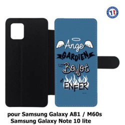 Etui cuir pour Samsung Galaxy A81 ProseCafé© coque Humour : Ange gardien un boulot d'enfer