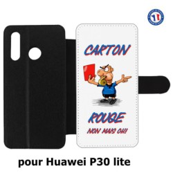 Etui cuir pour Huawei P30 Lite Arbitre Carton Rouge