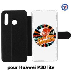 Etui cuir pour Huawei P30 Lite coque thème musique grunge - Let's Play Music