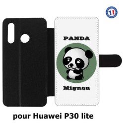 Etui cuir pour Huawei P30 Lite Panda tout mignon