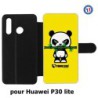 Etui cuir pour Huawei P30 Lite PANDA BOO© Bamboo à pleine dents - coque humour