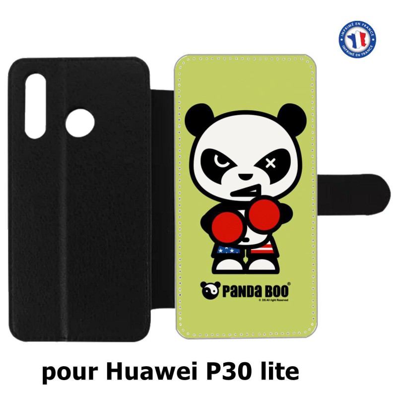 Etui cuir pour Huawei P30 Lite PANDA BOO© Boxeur - coque humour