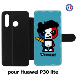 Etui cuir pour Huawei P30 Lite PANDA BOO© Français béret baguette - coque humour