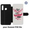 Etui cuir pour Huawei P30 Lite ProseCafé© coque Humour : 50% Ange 50% Démon 100% moi
