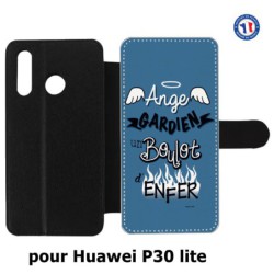 Etui cuir pour Huawei P30 Lite ProseCafé© coque Humour : Ange gardien un boulot d'enfer