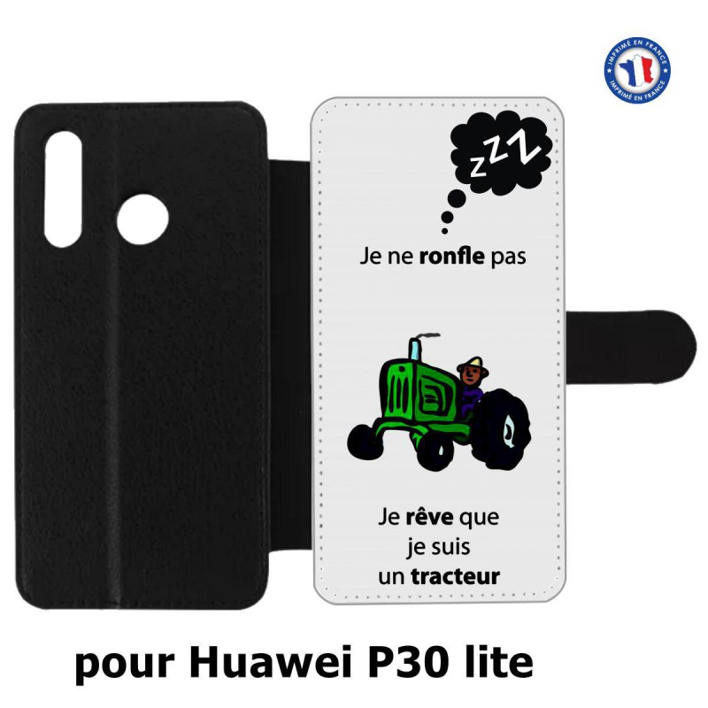 Etui cuir pour Huawei P30 Lite humour