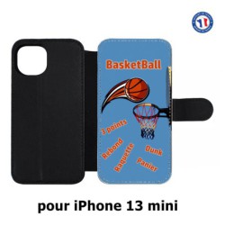 Etui cuir pour iPhone 13 mini fan Basket