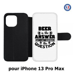 Etui cuir pour Iphone 13 PRO MAX Beer is the answer Humour Bière