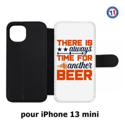 Etui cuir pour iPhone 13 mini Always time for another Beer Humour Bière