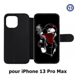 Etui cuir pour Iphone 13 PRO MAX Blanche foulard Rouge Gourdin Dessin animé