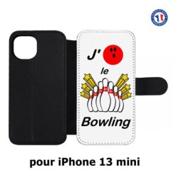 Etui cuir pour iPhone 13 mini J'aime le Bowling